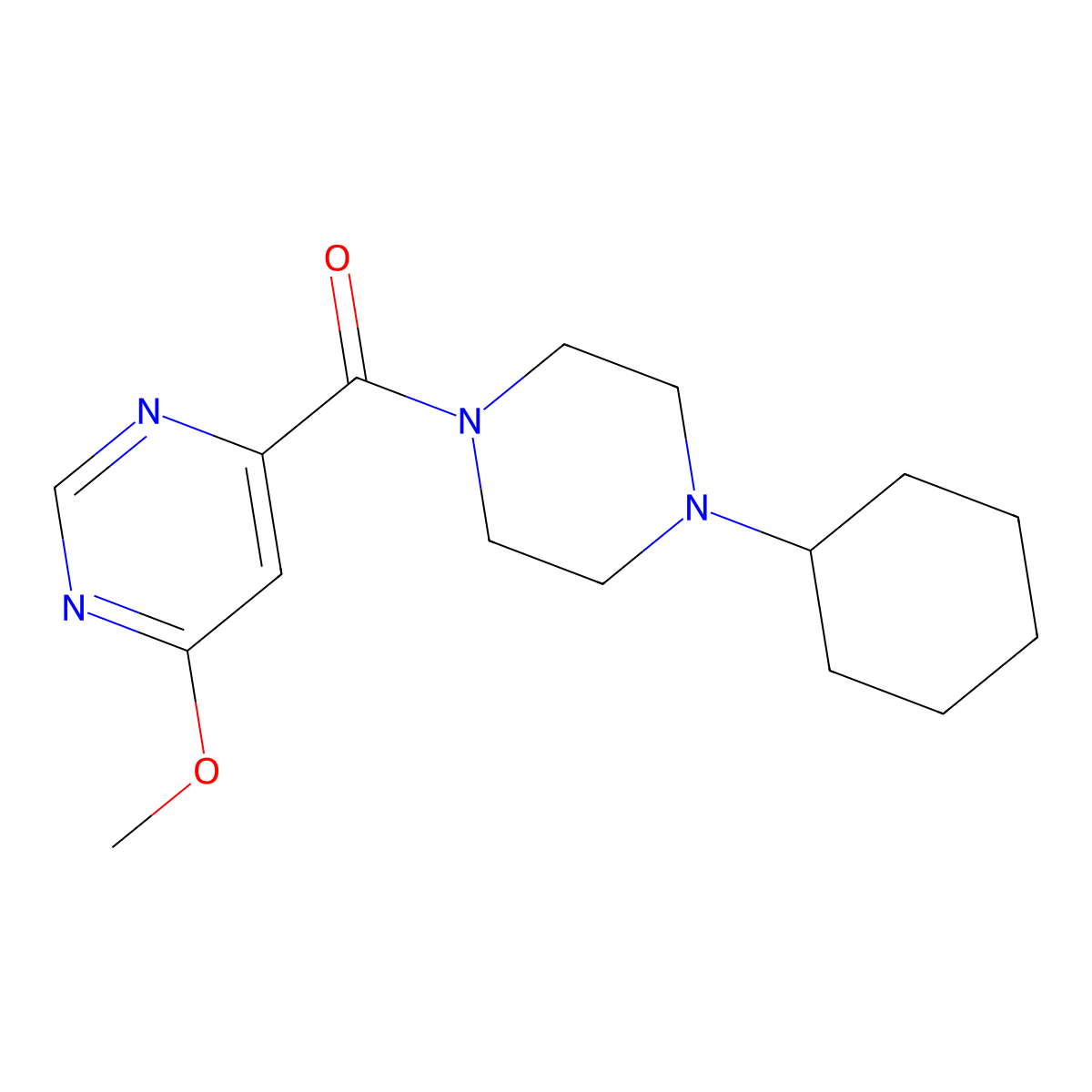 (4-Cyclohexylpiperazin-1-yl)(6-methoxypyrimidin-4-yl)methanone molecular structure, CAS 2034579-56-9