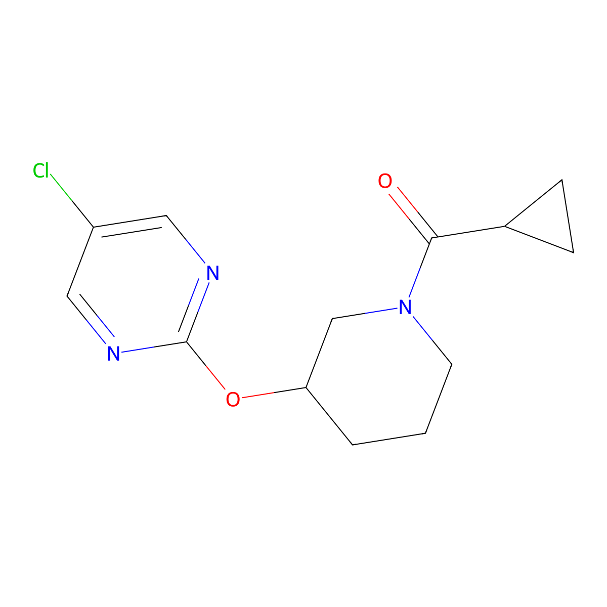 (3-((5-Chloropyrimidin-2-yl)oxy)piperidin-1-yl)(cyclopropyl)methanone molecular structure, CAS 2034579-57-0