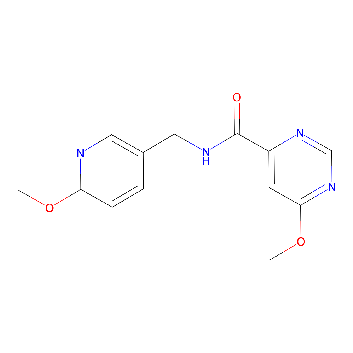 6-methoxy-N-[(6-methoxypyridin-3-yl)methyl]pyrimidine-4-carboxamide molecular structure, CAS 2034579-60-5