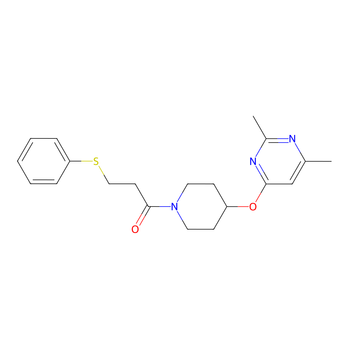 1-(4-((2,6-Dimethylpyrimidin-4-yl)oxy)piperidin-1-yl)-3-(phenylthio)propan-1-one molecular structure, CAS 2034579-62-7