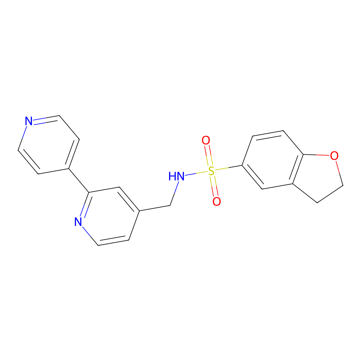 N-([2,4'-bipyridin]-4-ylmethyl)-2,3-dihydrobenzofuran-5-sulfonamide molecular structure, CAS 2034579-65-0