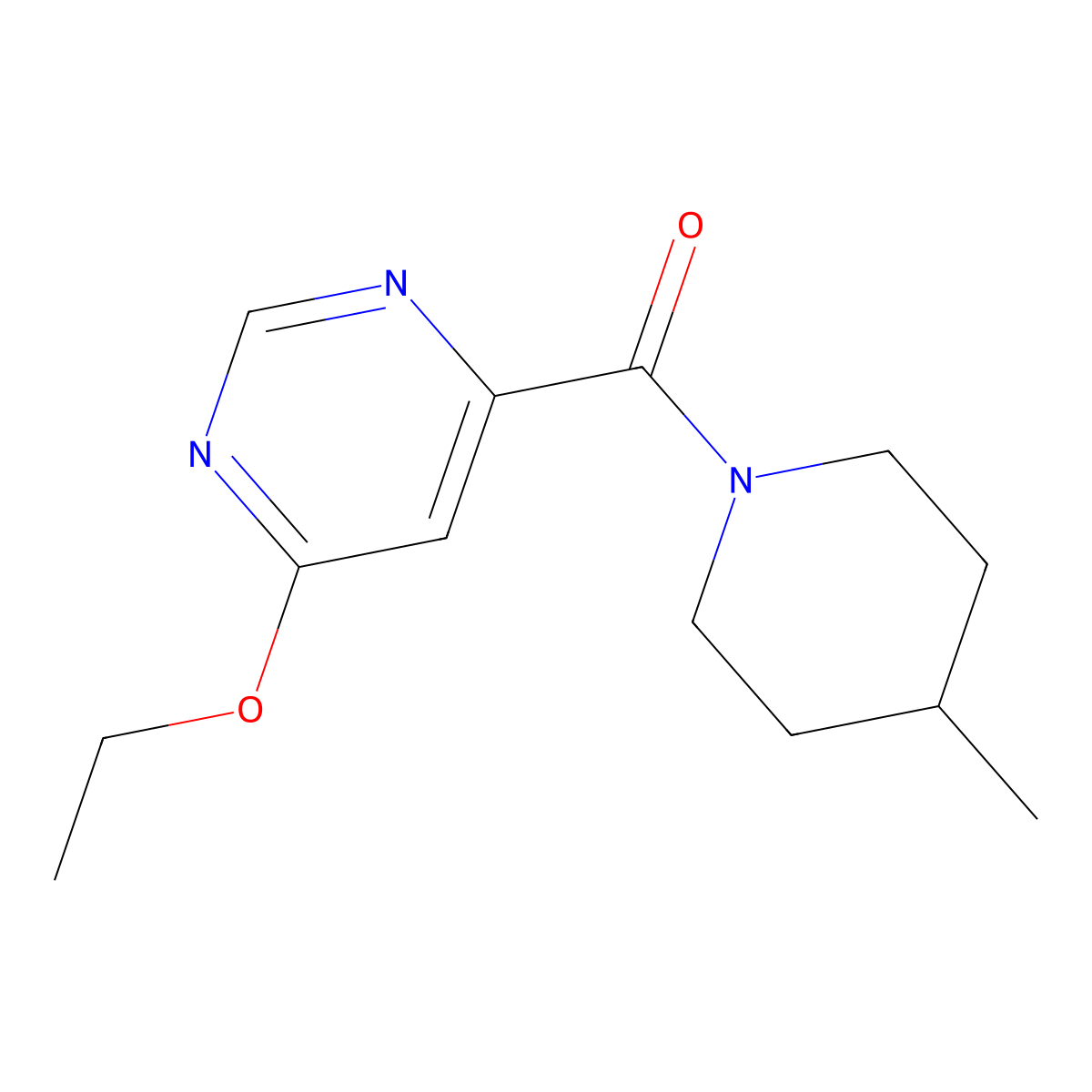 (6-Ethoxypyrimidin-4-yl)(4-methylpiperidin-1-yl)methanone molecular structure, CAS 2034579-68-3