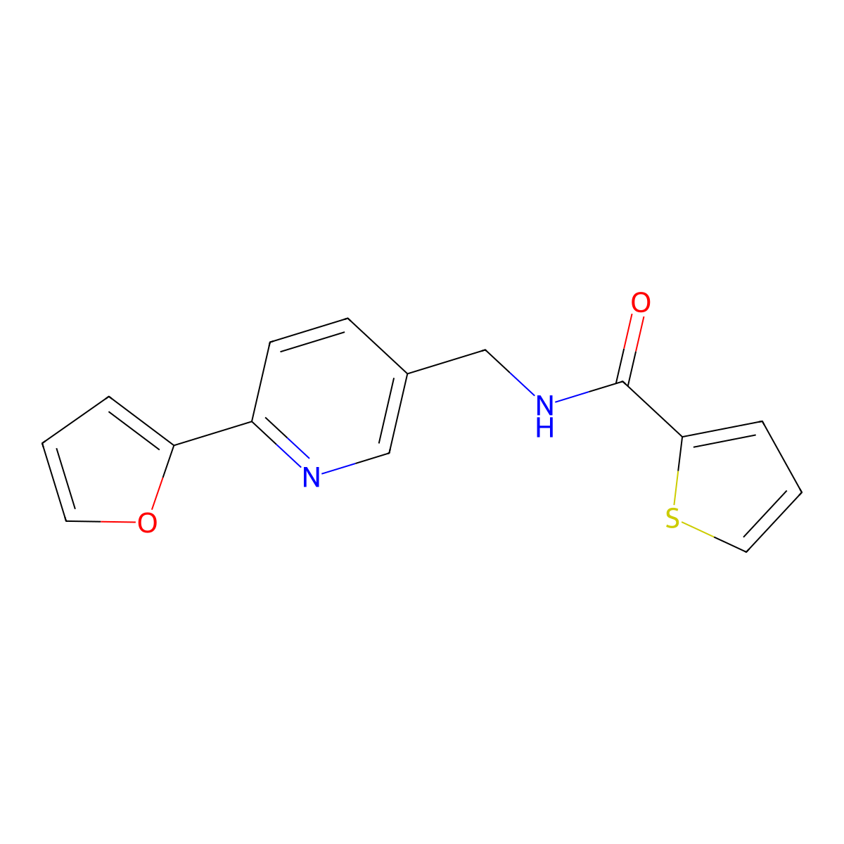 N-((6-(furan-2-yl)pyridin-3-yl)methyl)thiophene-2-carboxamide molecular structure, CAS 2034579-69-4