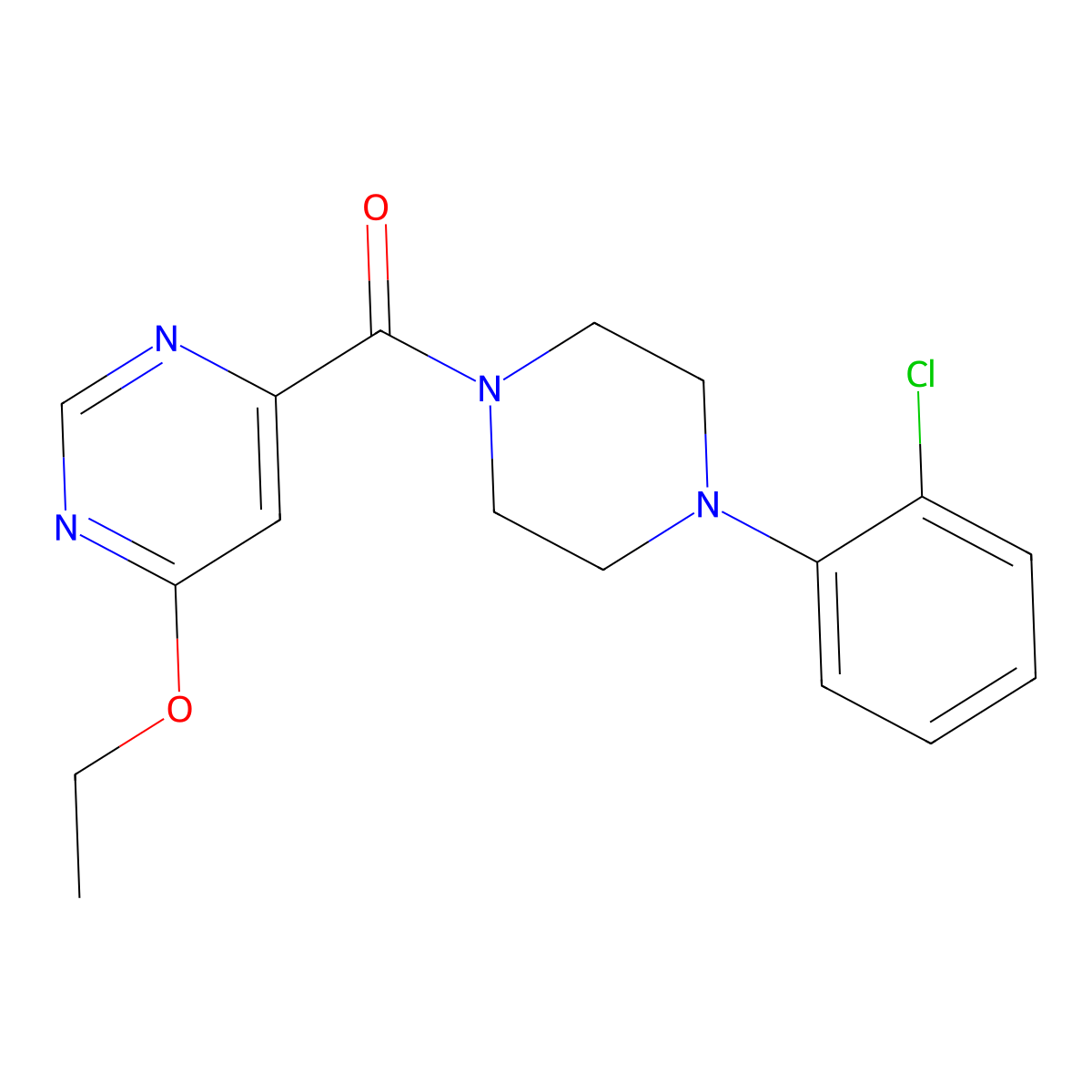 (4-(2-Chlorophenyl)piperazin-1-yl)(6-ethoxypyrimidin-4-yl)methanone molecular structure, CAS 2034579-72-9