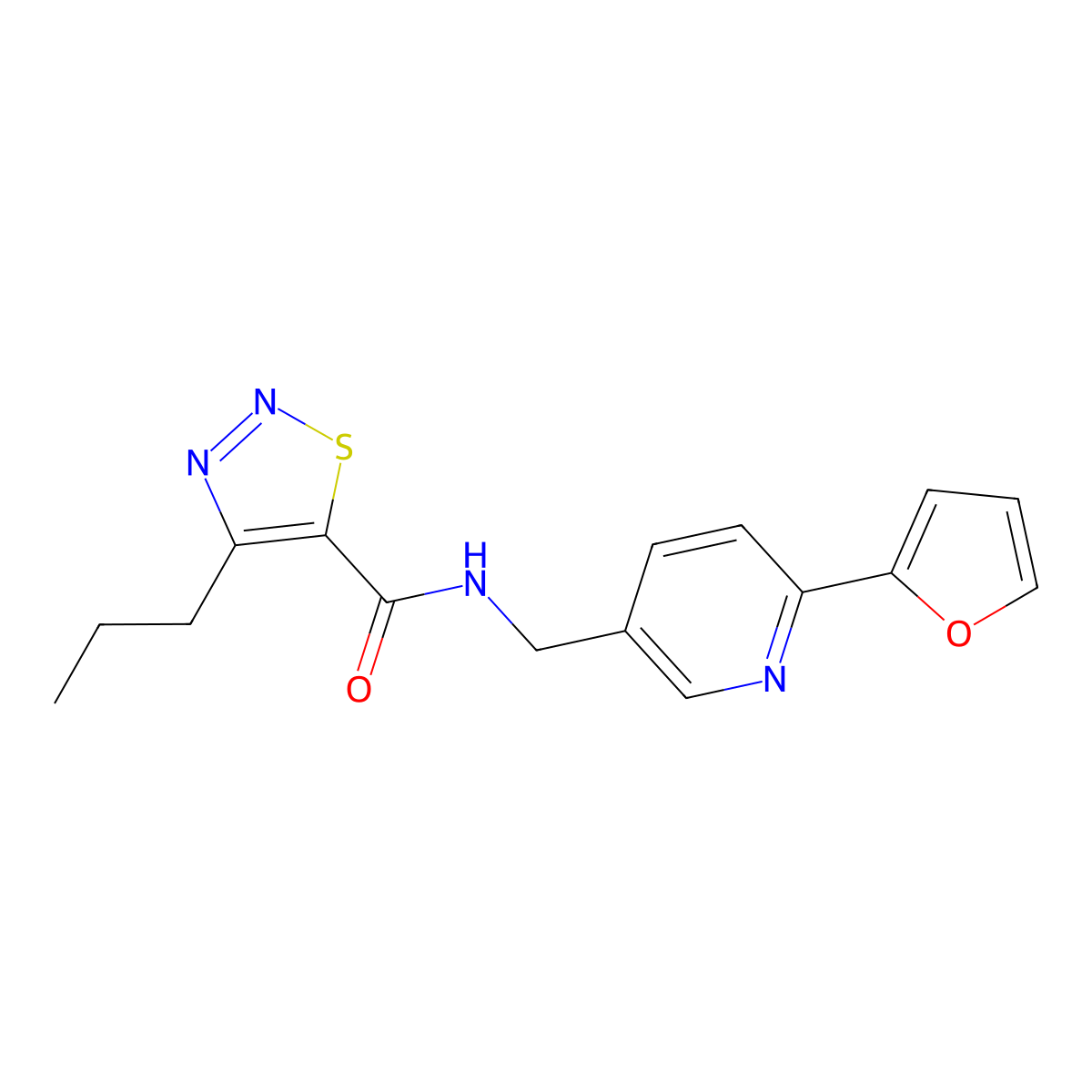 N-{[6-(furan-2-yl)pyridin-3-yl]methyl}-4-propyl-1,2,3-thiadiazole-5-carboxamide molecular structure, CAS 2034579-82-1