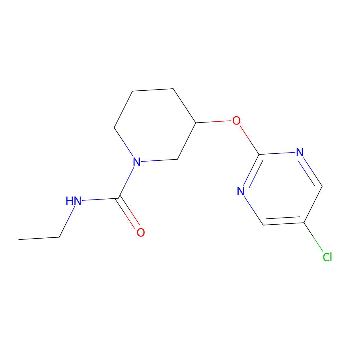 3-((5-chloropyrimidin-2-yl)oxy)-N-ethylpiperidine-1-carboxamide molecular structure, CAS 2034579-84-3