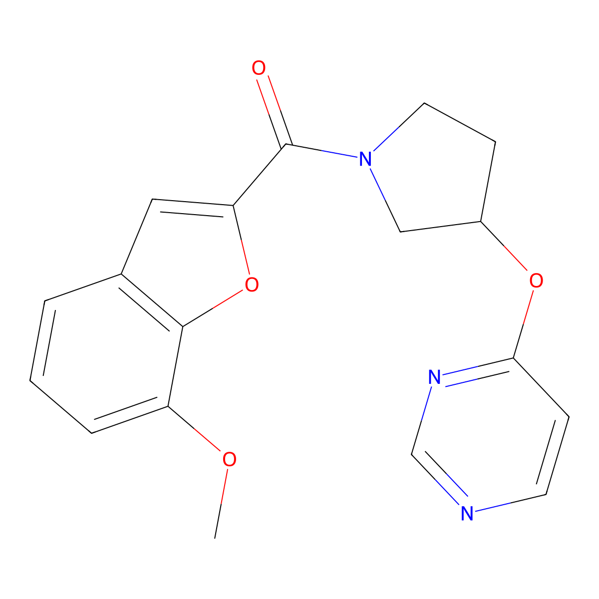 (7-Methoxybenzofuran-2-yl)(3-(pyrimidin-4-yloxy)pyrrolidin-1-yl)methanone molecular structure, CAS 2034579-86-5