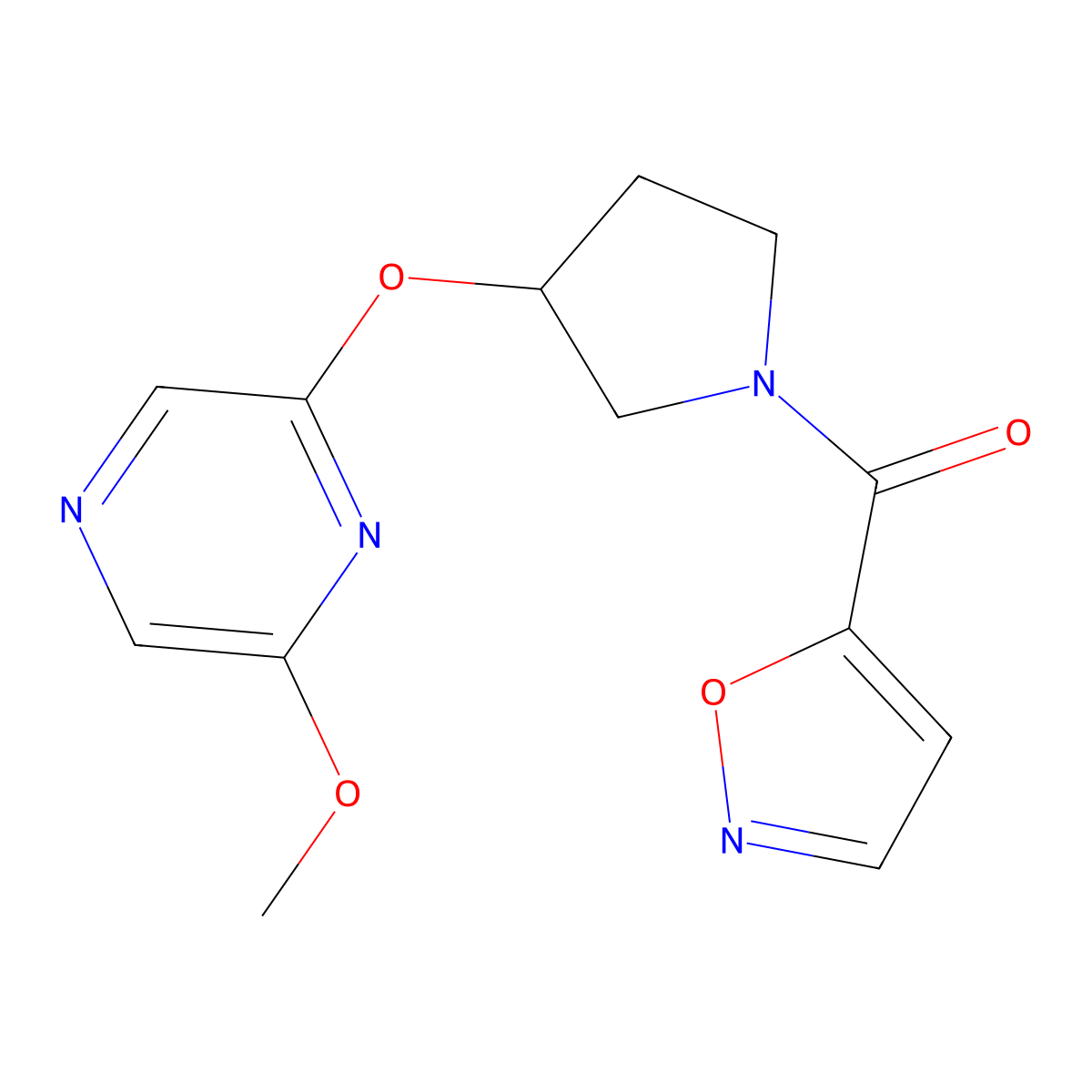 Isoxazol-5-yl(3-((6-methoxypyrazin-2-yl)oxy)pyrrolidin-1-yl)methanone molecular structure, CAS 2034579-88-7
