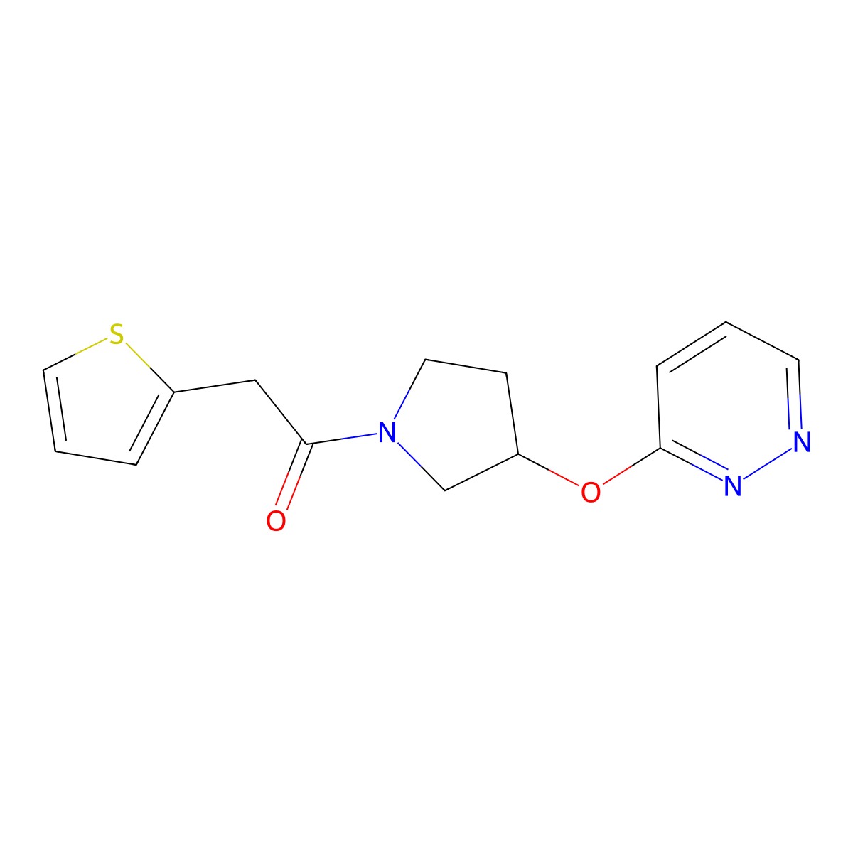 1-(3-(Pyridazin-3-yloxy)pyrrolidin-1-yl)-2-(thiophen-2-yl)ethanone molecular structure, CAS 2034580-09-9