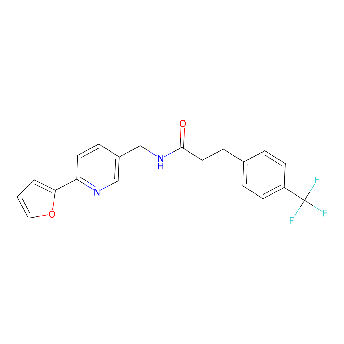 N-{[6-(furan-2-yl)pyridin-3-yl]methyl}-3-[4-(trifluoromethyl)phenyl]propanamide molecular structure, CAS 2034580-11-3