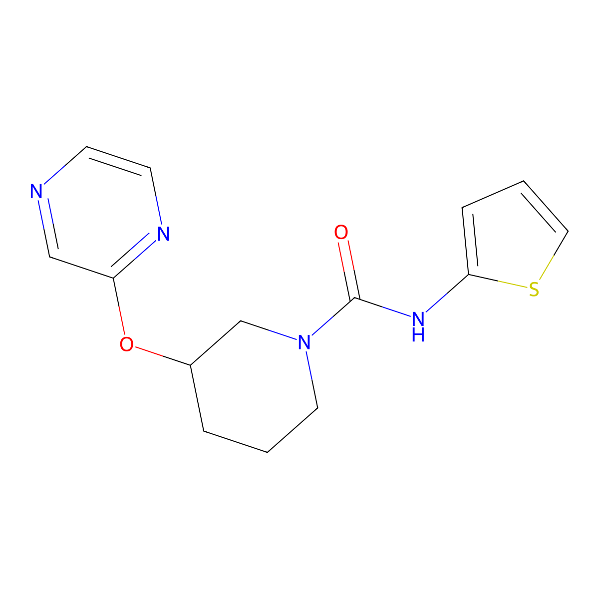 3-(pyrazin-2-yloxy)-N-(thiophen-2-yl)piperidine-1-carboxamide molecular structure, CAS 2034580-12-4
