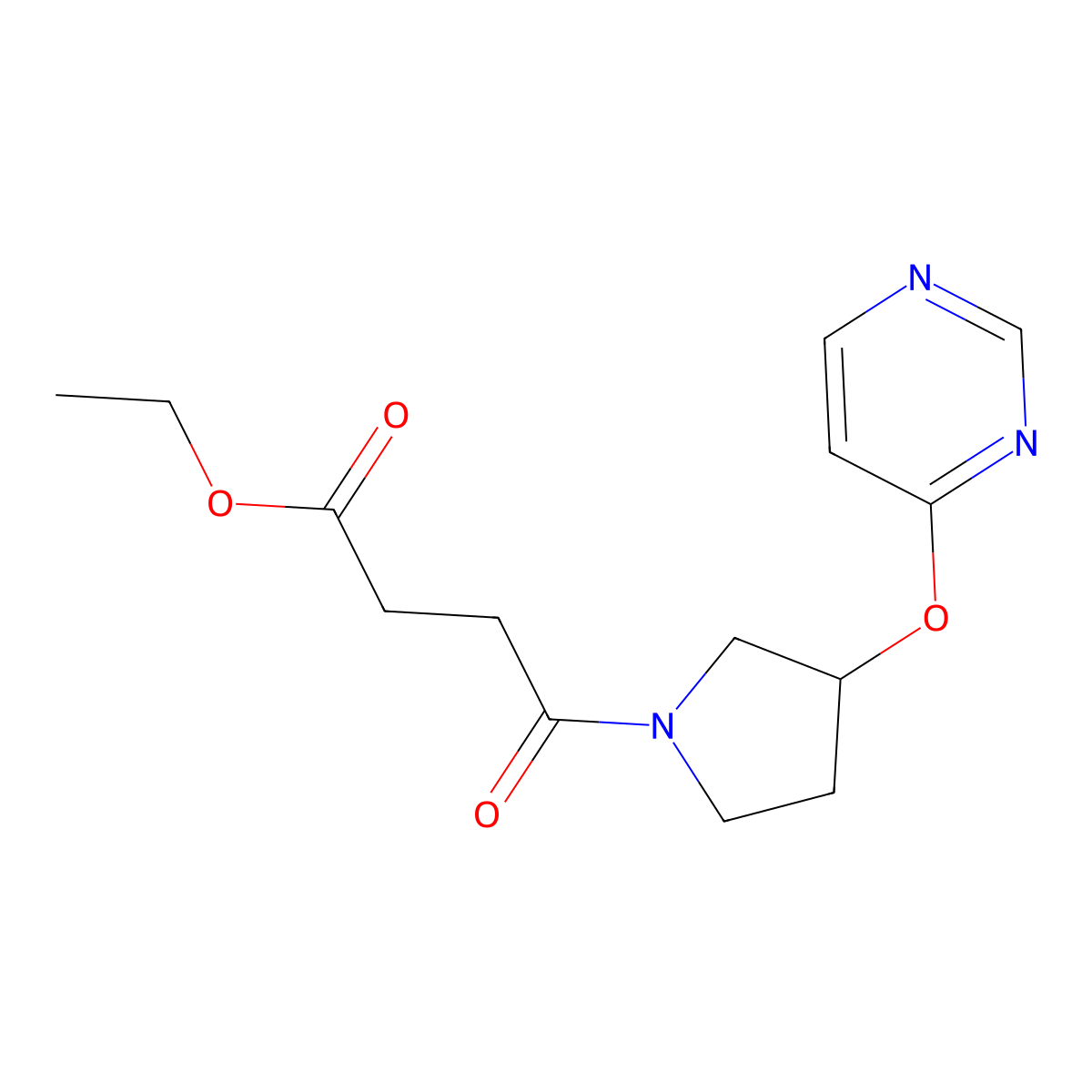 Ethyl 4-oxo-4-(3-(pyrimidin-4-yloxy)pyrrolidin-1-yl)butanoate molecular structure, CAS 2034580-16-8