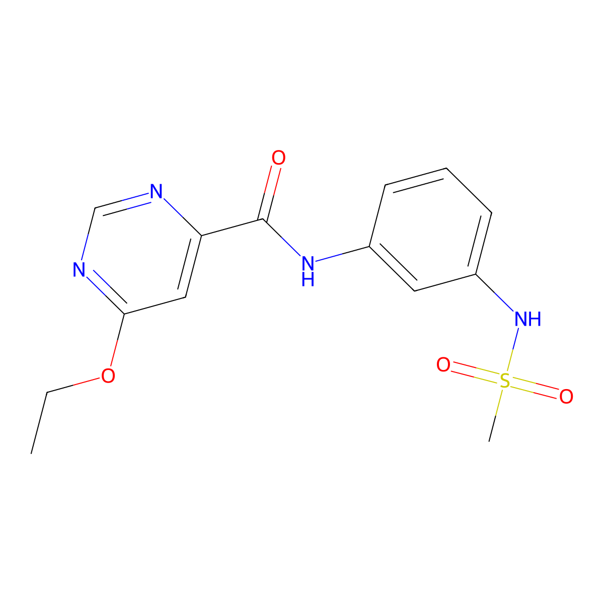6-ethoxy-N-(3-(methylsulfonamido)phenyl)pyrimidine-4-carboxamide molecular structure, CAS 2034580-17-9