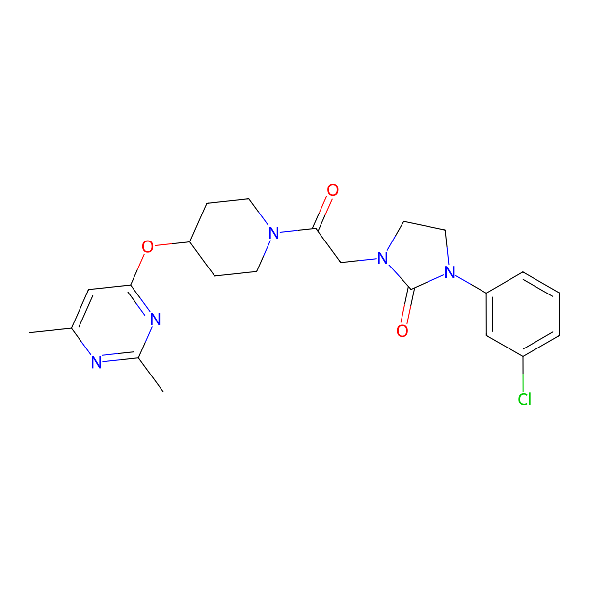 1-(3-Chlorophenyl)-3-(2-(4-((2,6-dimethylpyrimidin-4-yl)oxy)piperidin-1-yl)-2-oxoethyl)imidazolidin-2-one molecular structure, CAS 2034580-18-0