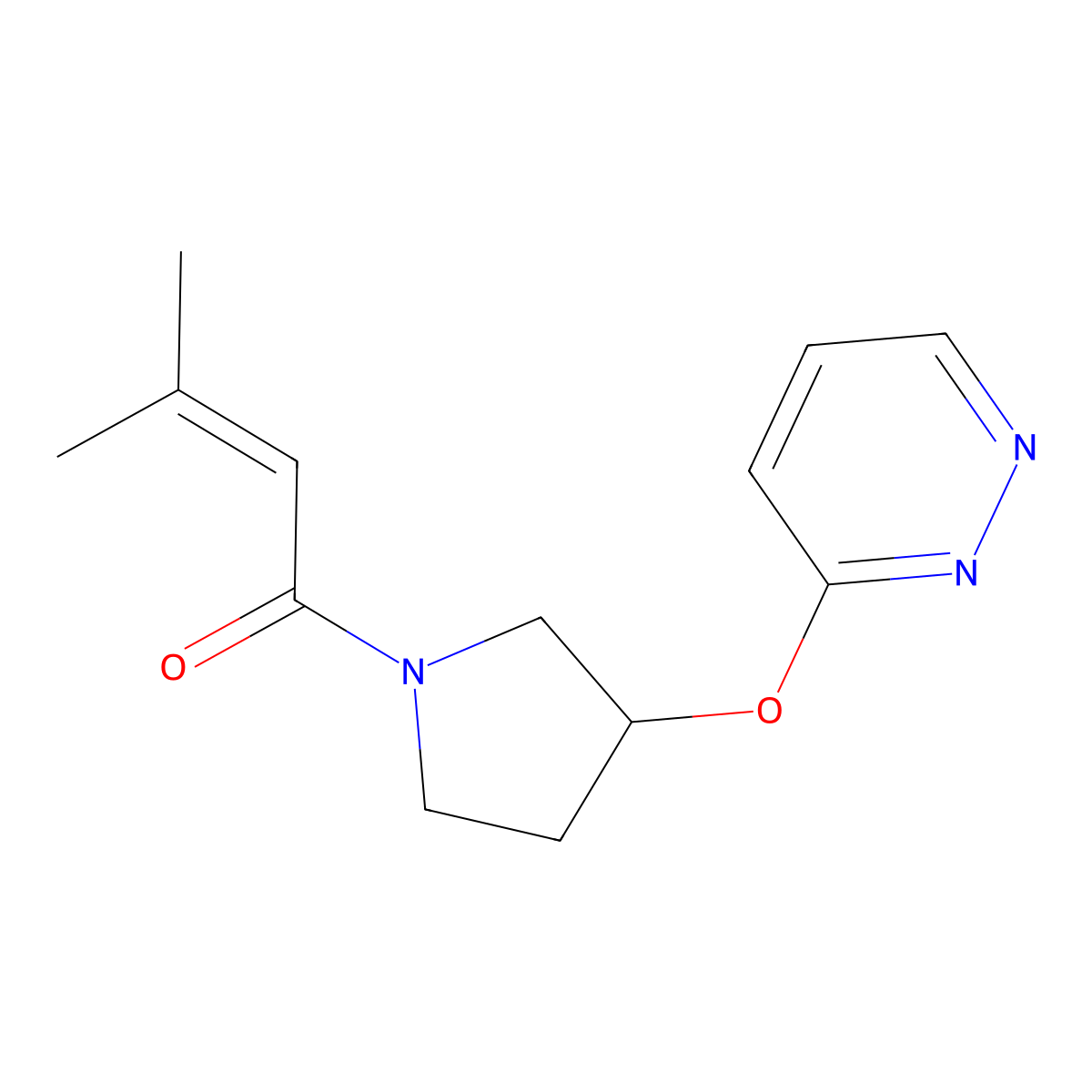 3-Methyl-1-(3-(pyridazin-3-yloxy)pyrrolidin-1-yl)but-2-en-1-one molecular structure, CAS 2034580-20-4