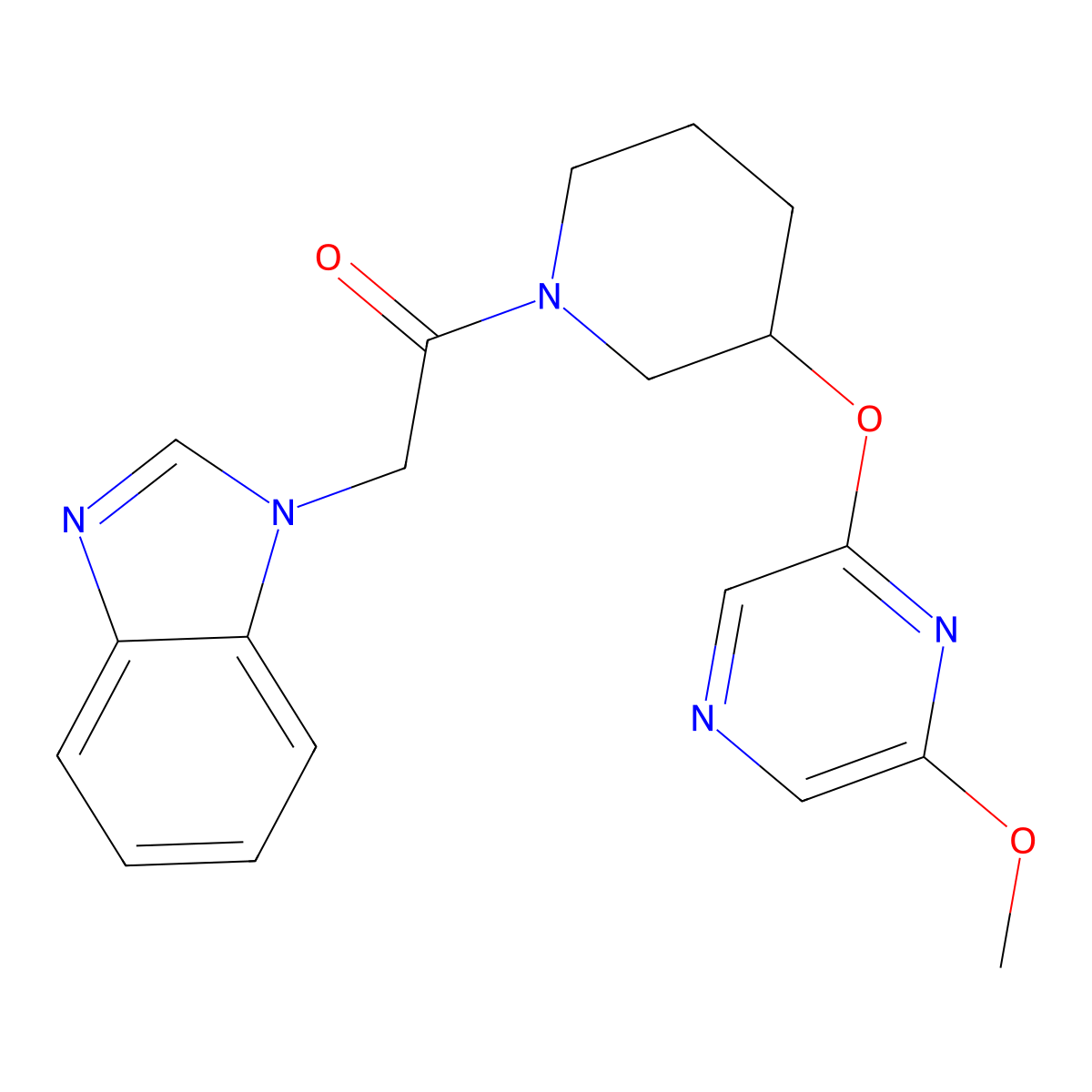 2-(1H-benzo[d]imidazol-1-yl)-1-(3-((6-methoxypyrazin-2-yl)oxy)piperidin-1-yl)ethanone molecular structure, CAS 2034580-30-6