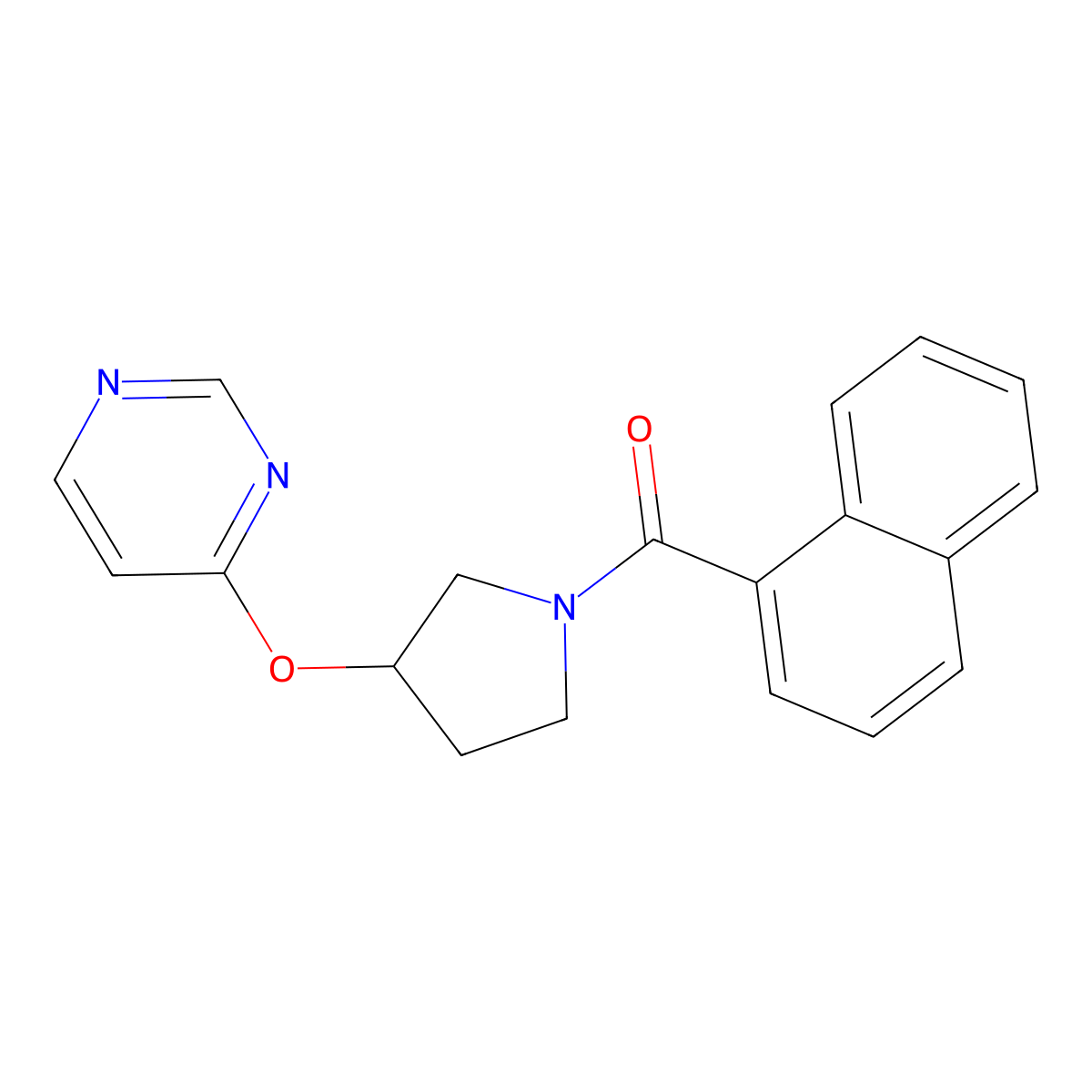 Naphthalen-1-yl(3-(pyrimidin-4-yloxy)pyrrolidin-1-yl)methanone molecular structure, CAS 2034580-33-9