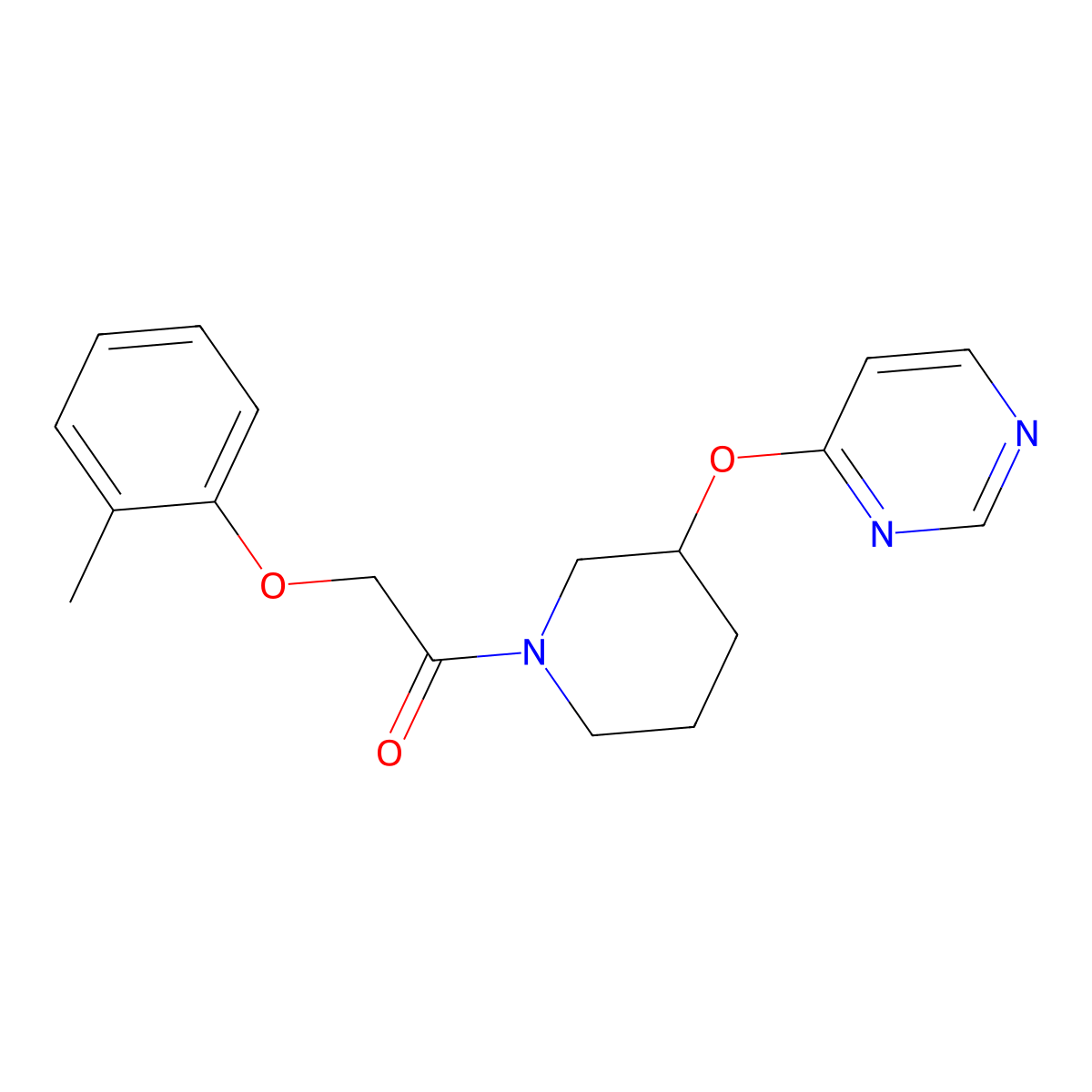 1-(3-(Pyrimidin-4-yloxy)piperidin-1-yl)-2-(o-tolyloxy)ethanone molecular structure, CAS 2034580-34-0