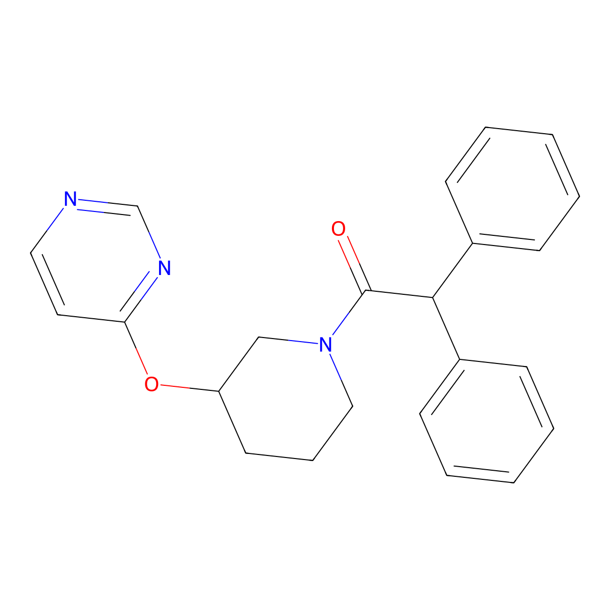 2,2-Diphenyl-1-(3-(pyrimidin-4-yloxy)piperidin-1-yl)ethanone molecular structure, CAS 2034580-39-5