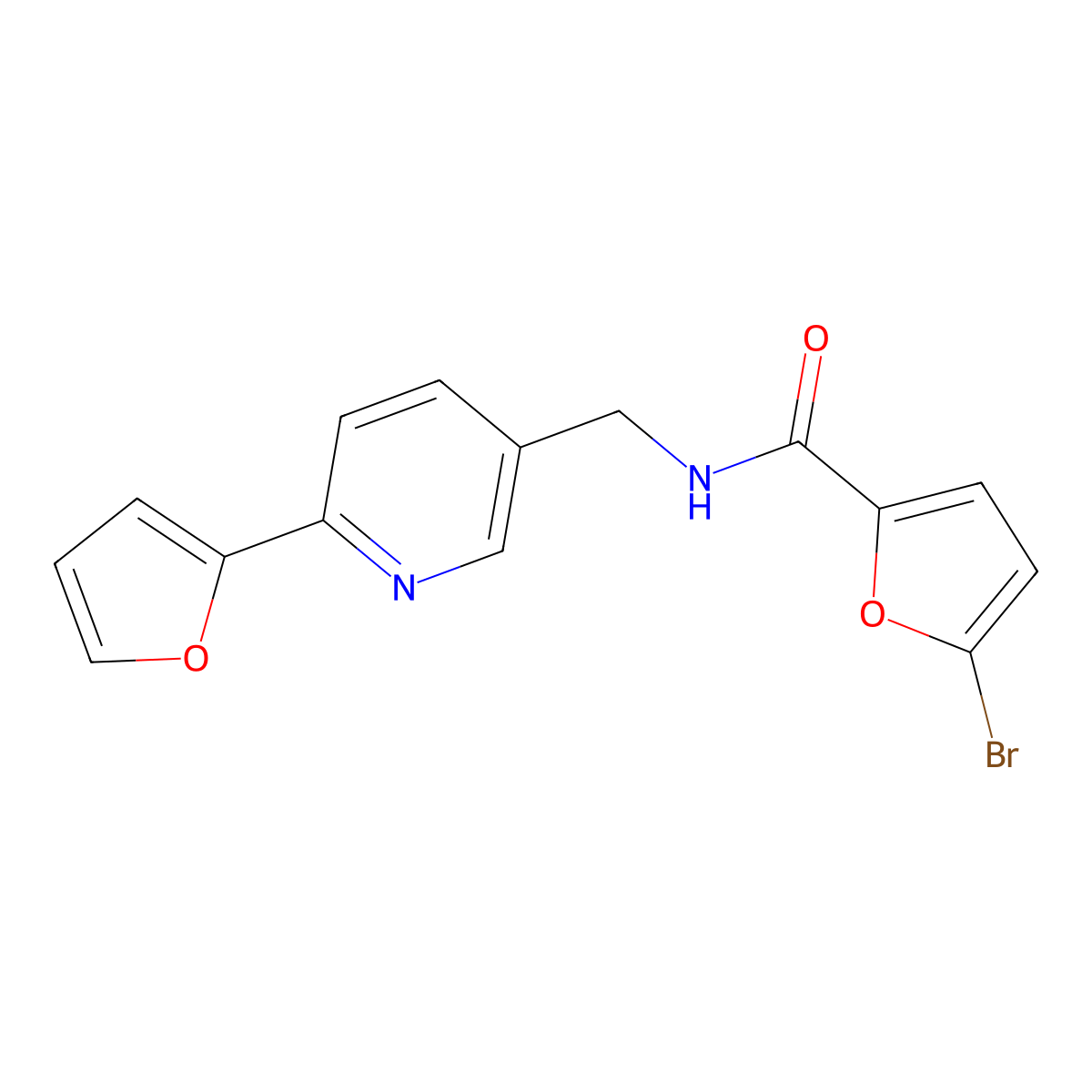 5-bromo-N-{[6-(furan-2-yl)pyridin-3-yl]methyl}furan-2-carboxamide molecular structure, CAS 2034580-41-9