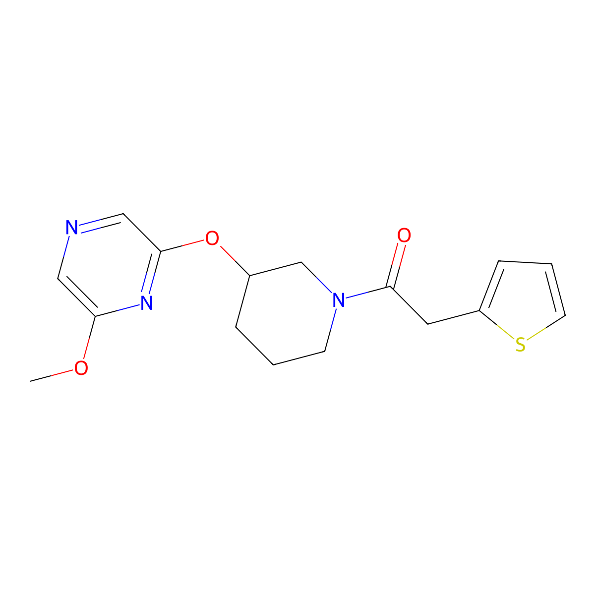 1-(3-((6-Methoxypyrazin-2-yl)oxy)piperidin-1-yl)-2-(thiophen-2-yl)ethanone molecular structure, CAS 2034580-42-0