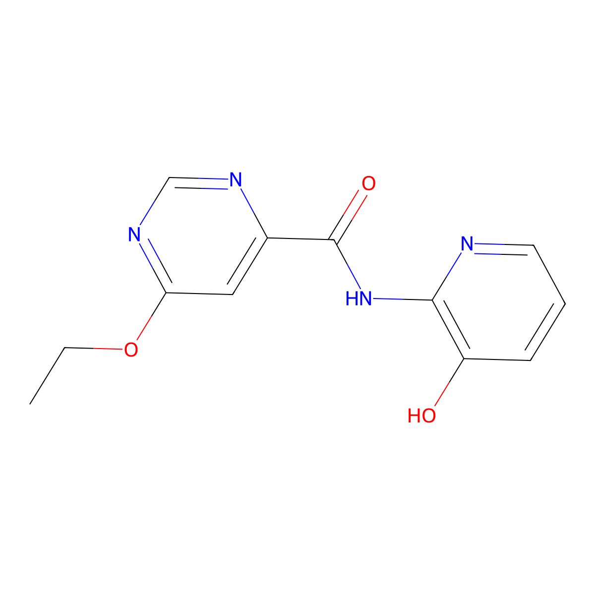 6-ethoxy-N-(3-hydroxypyridin-2-yl)pyrimidine-4-carboxamide molecular structure, CAS 2034580-47-5