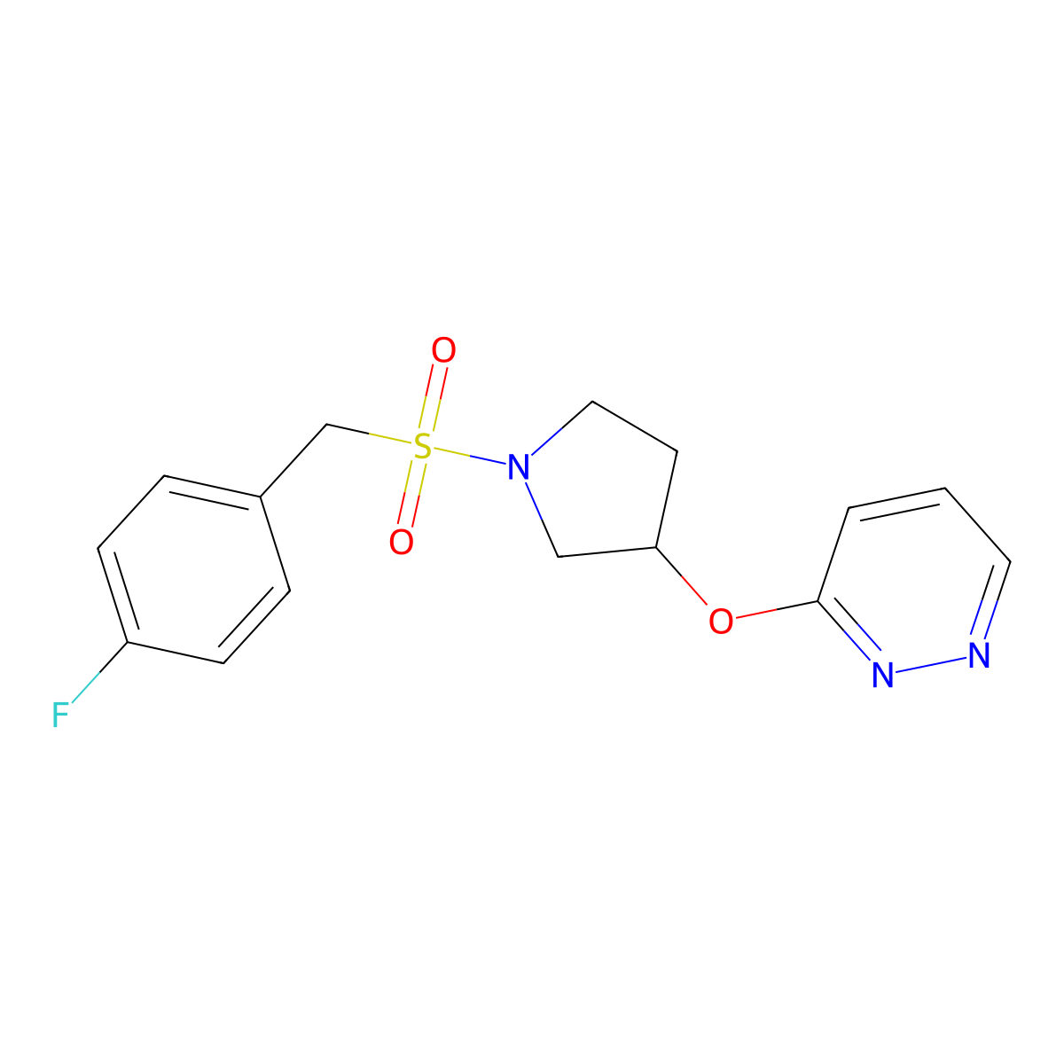 3-((1-((4-Fluorobenzyl)sulfonyl)pyrrolidin-3-yl)oxy)pyridazine molecular structure, CAS 2034580-48-6