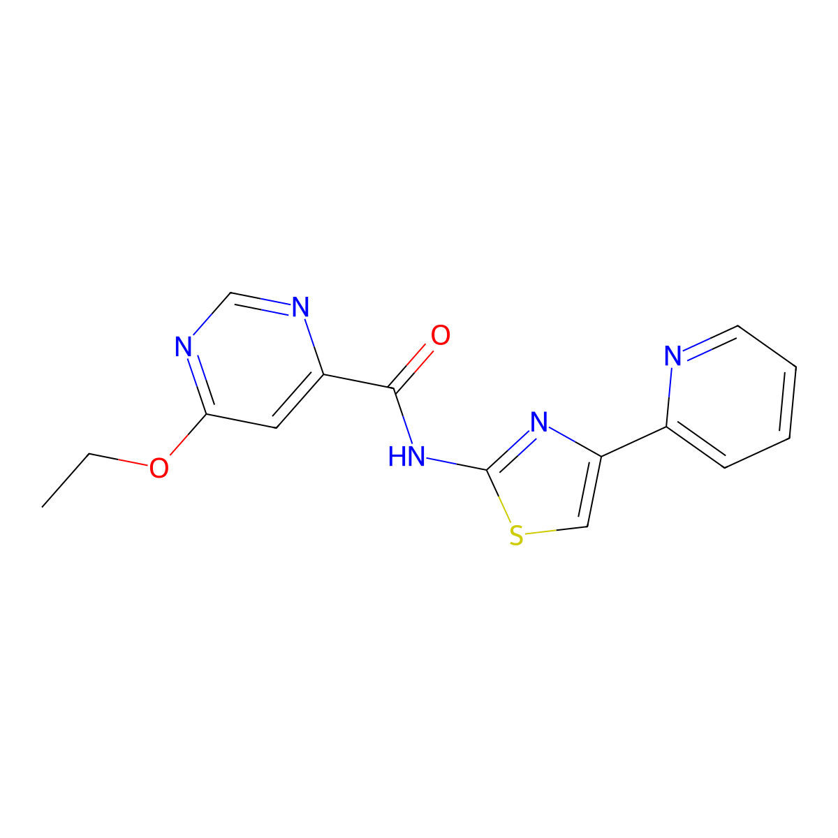 6-ethoxy-N-(4-(pyridin-2-yl)thiazol-2-yl)pyrimidine-4-carboxamide molecular structure, CAS 2034580-53-3
