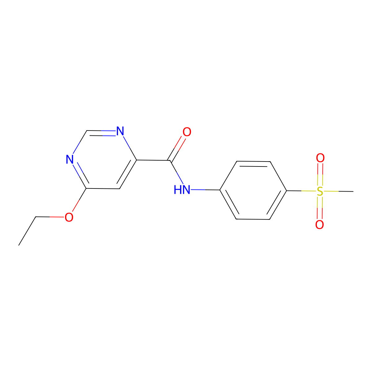 6-ethoxy-N-(4-(methylsulfonyl)phenyl)pyrimidine-4-carboxamide molecular structure, CAS 2034580-61-3