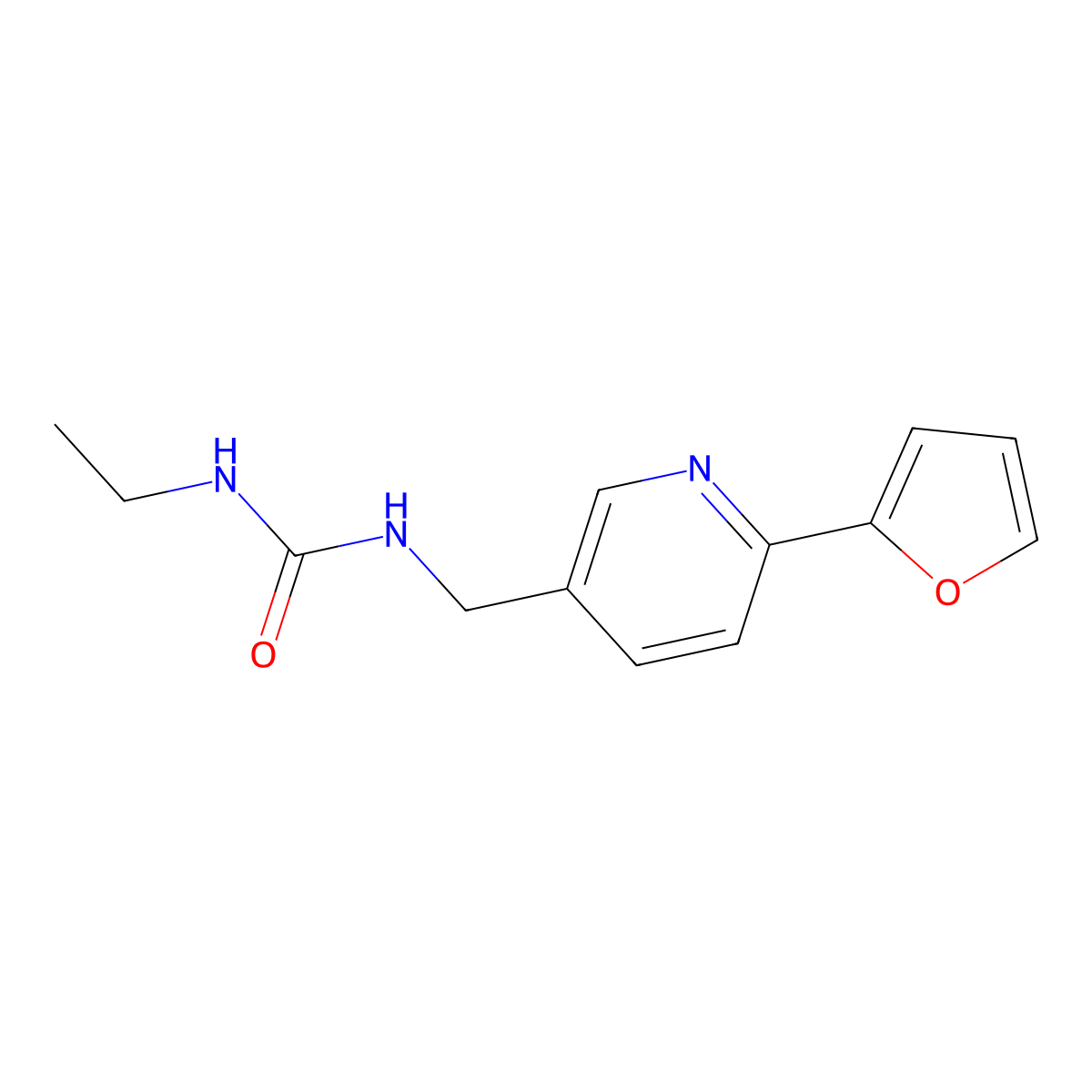 1-Ethyl-3-((6-(furan-2-yl)pyridin-3-yl)methyl)urea molecular structure, CAS 2034580-65-7