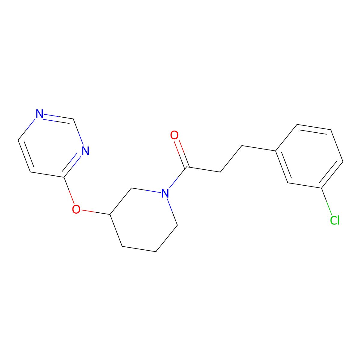 3-(3-Chlorophenyl)-1-(3-(pyrimidin-4-yloxy)piperidin-1-yl)propan-1-one molecular structure, CAS 2034580-69-1