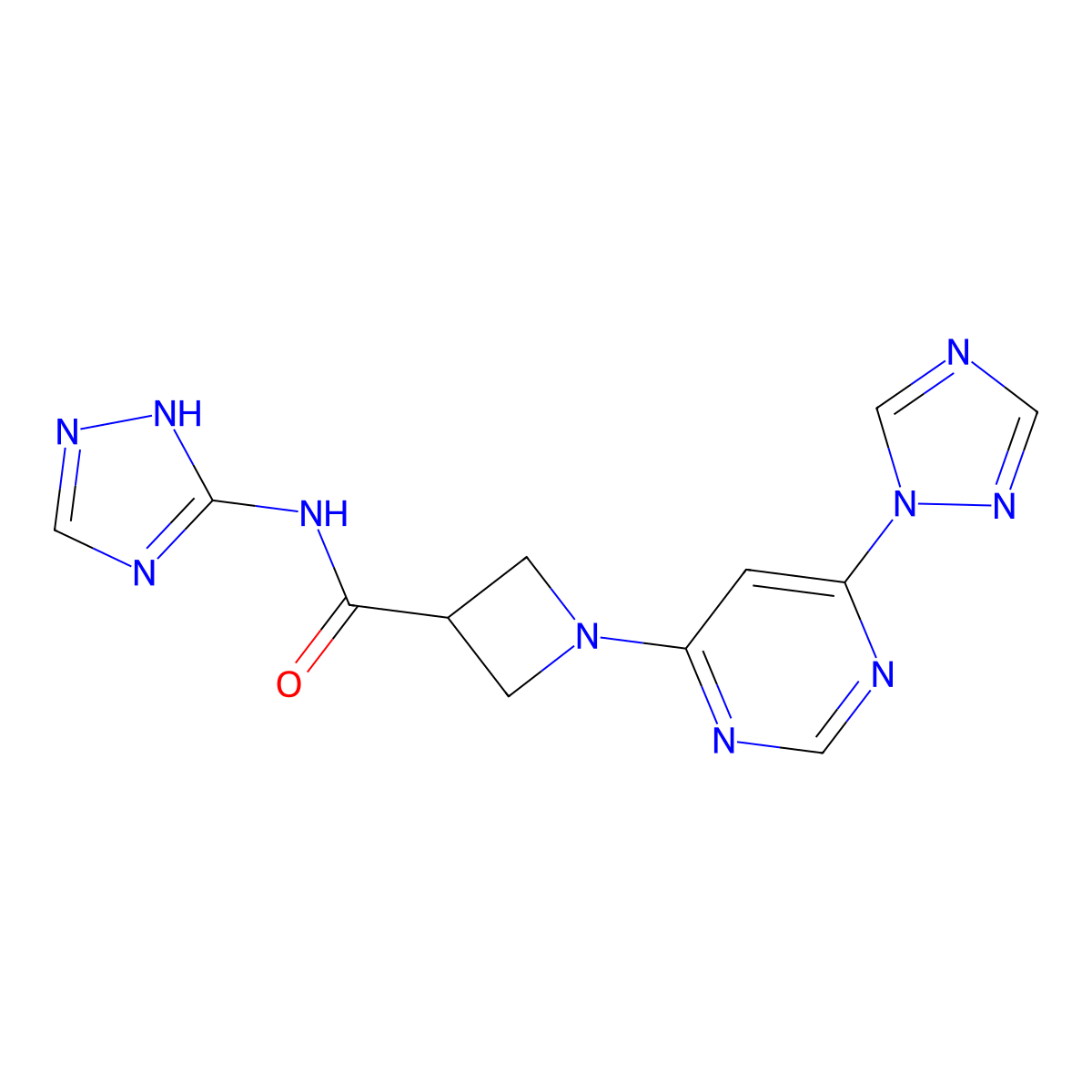 1-[6-(1H-1,2,4-triazol-1-yl)pyrimidin-4-yl]-N-(1H-1,2,4-triazol-5-yl)azetidine-3-carboxamide molecular structure, CAS 2034580-70-4