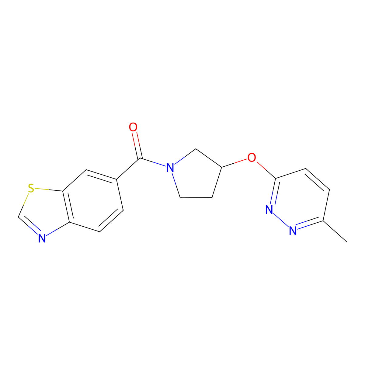 Benzo[d]thiazol-6-yl(3-((6-methylpyridazin-3-yl)oxy)pyrrolidin-1-yl)methanone molecular structure, CAS 2034580-71-5