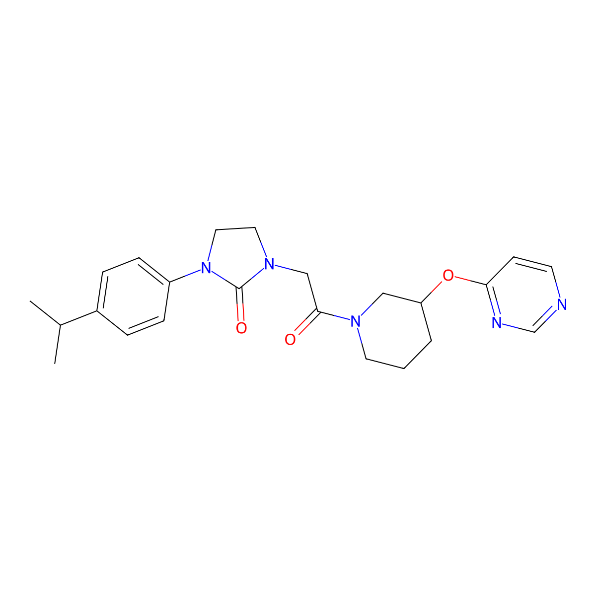 1-(4-Isopropylphenyl)-3-(2-oxo-2-(3-(pyrimidin-4-yloxy)piperidin-1-yl)ethyl)imidazolidin-2-one molecular structure, CAS 2034580-76-0
