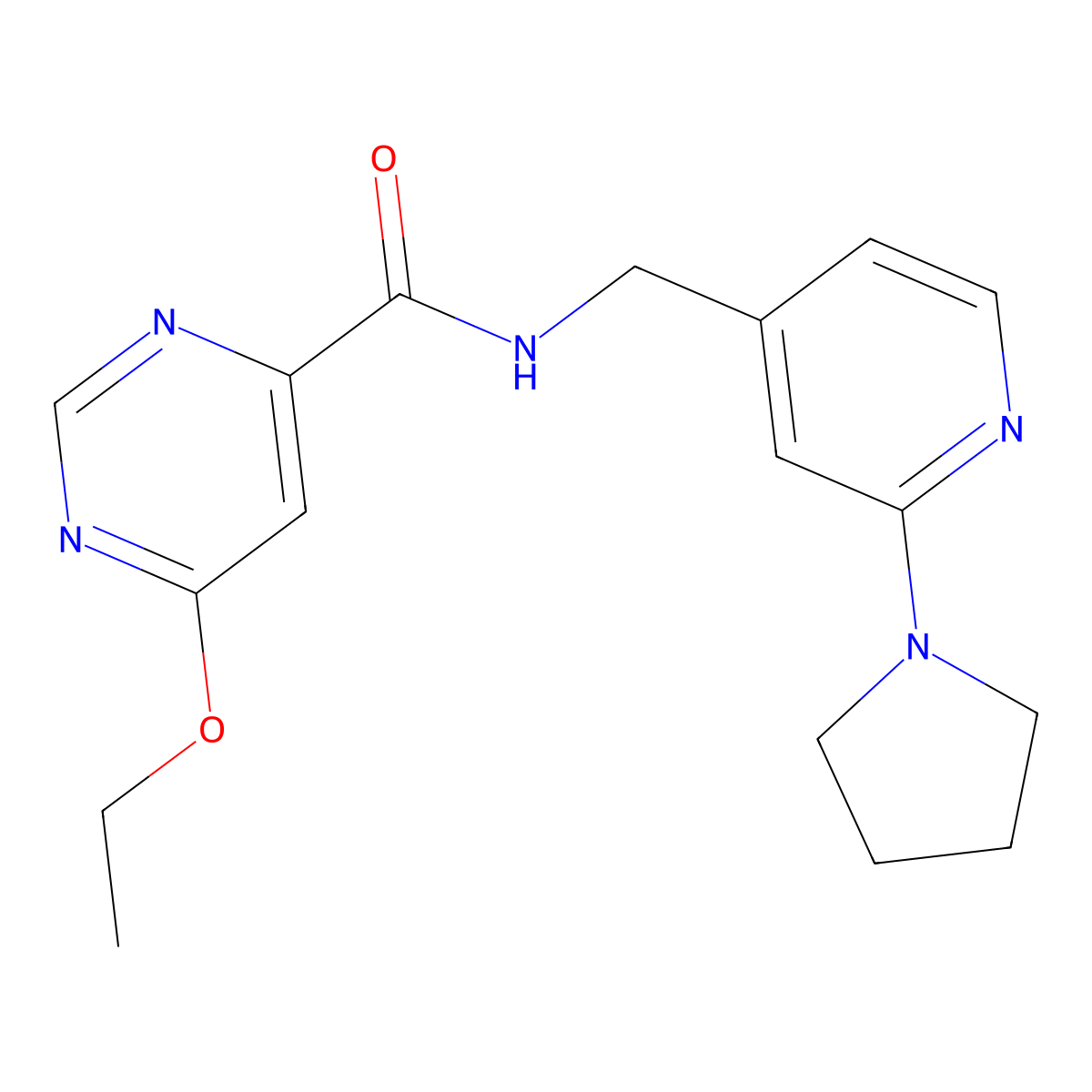 6-ethoxy-N-((2-(pyrrolidin-1-yl)pyridin-4-yl)methyl)pyrimidine-4-carboxamide molecular structure, CAS 2034580-85-1