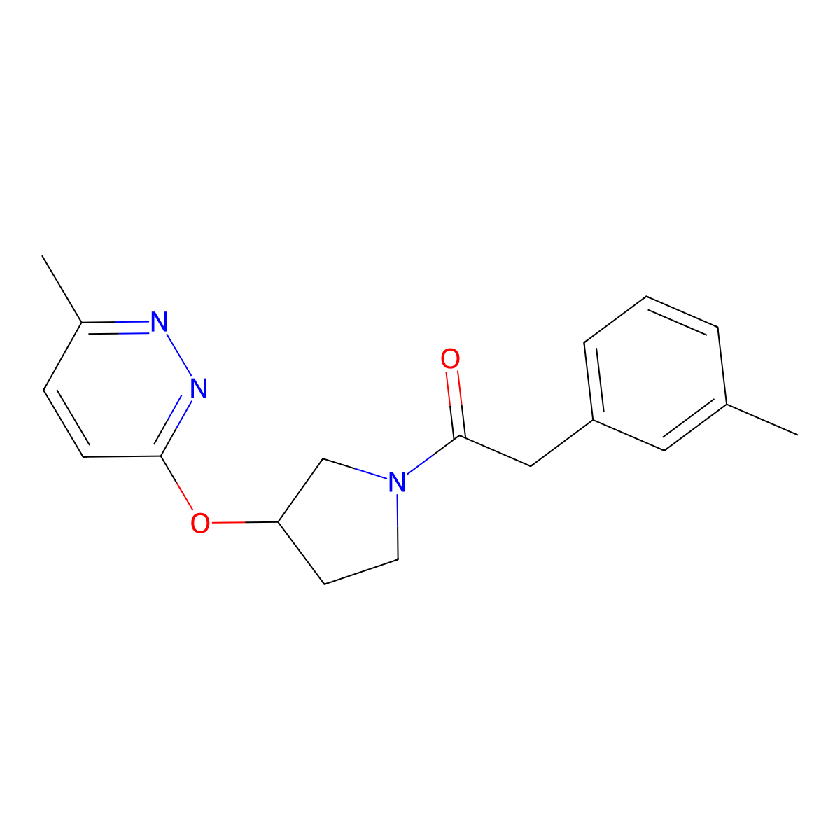 1-(3-((6-Methylpyridazin-3-yl)oxy)pyrrolidin-1-yl)-2-(m-tolyl)ethanone molecular structure, CAS 2034580-88-4