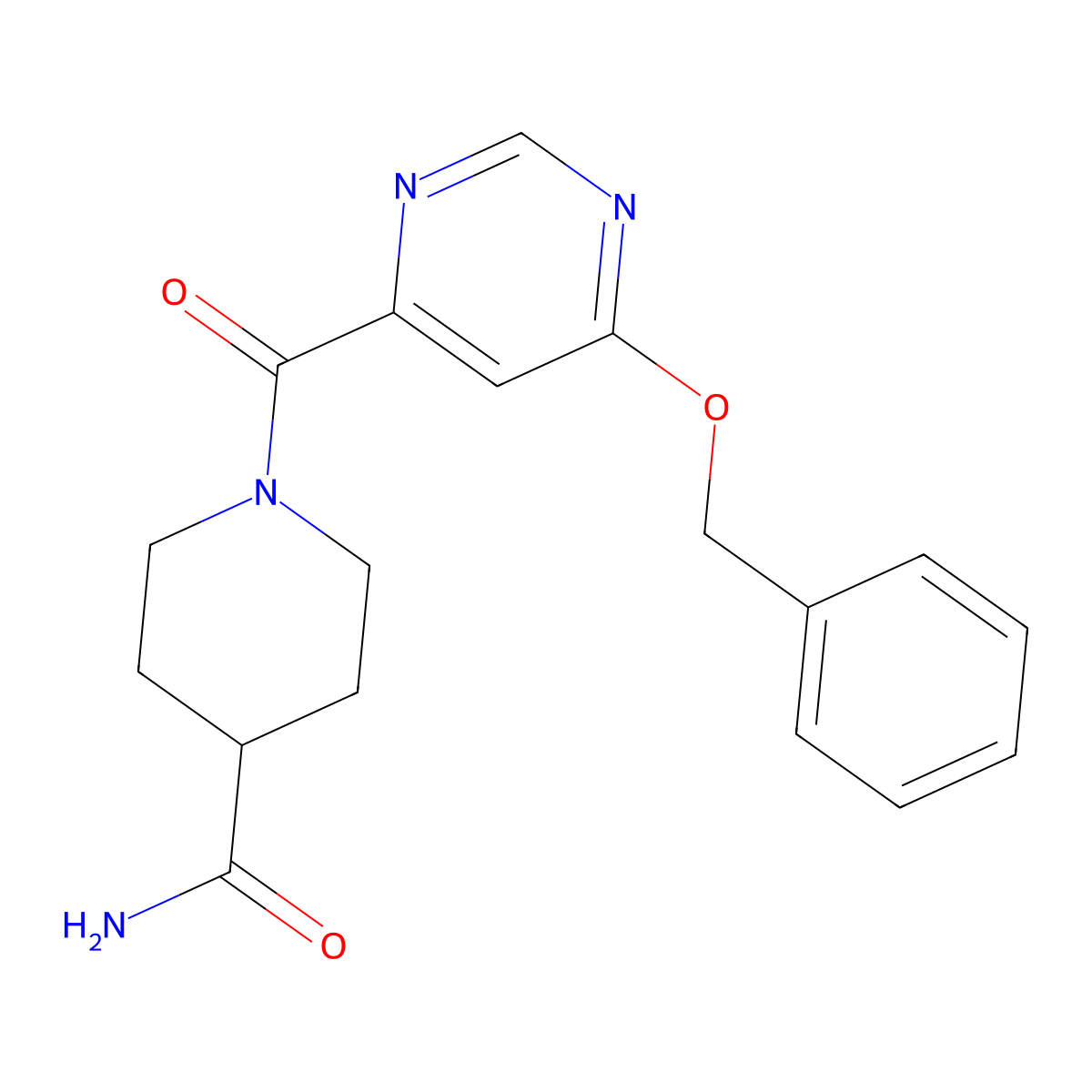 1-(6-(Benzyloxy)pyrimidine-4-carbonyl)piperidine-4-carboxamide molecular structure, CAS 2034580-92-0