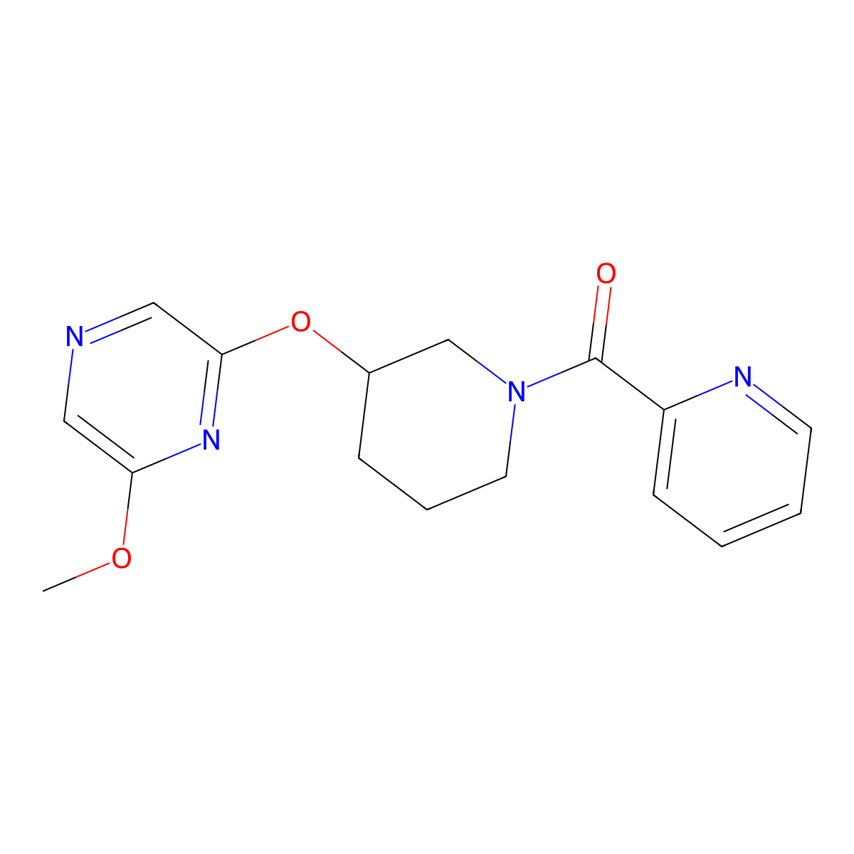 (3-((6-Methoxypyrazin-2-yl)oxy)piperidin-1-yl)(pyridin-2-yl)methanone molecular structure, CAS 2034580-94-2