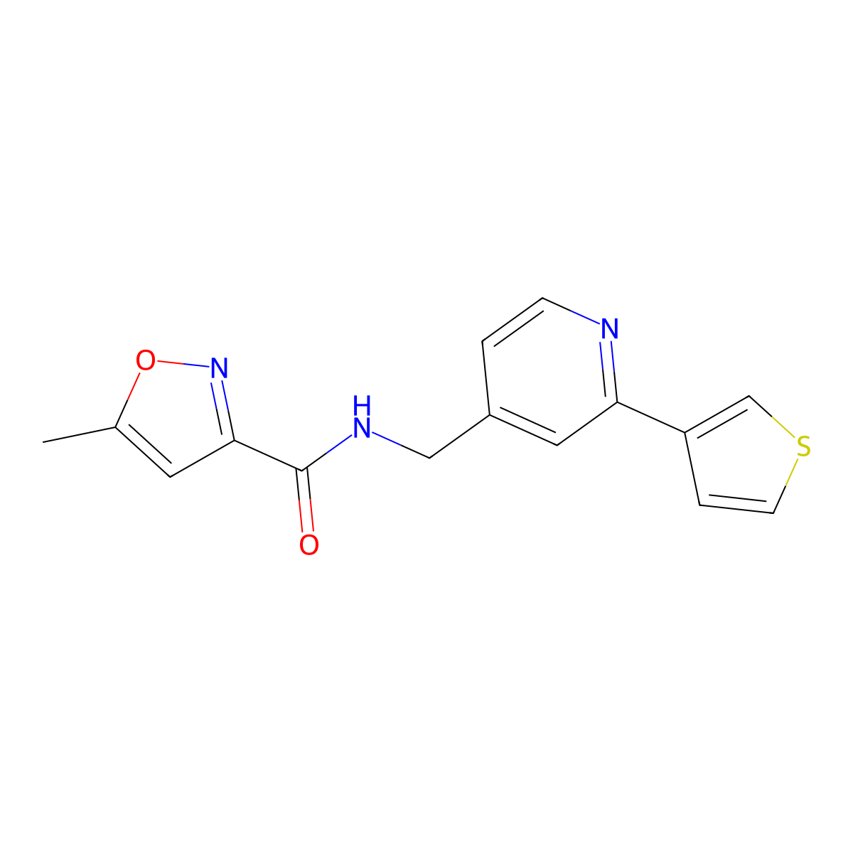 5-methyl-N-((2-(thiophen-3-yl)pyridin-4-yl)methyl)isoxazole-3-carboxamide molecular structure, CAS 2034580-96-4