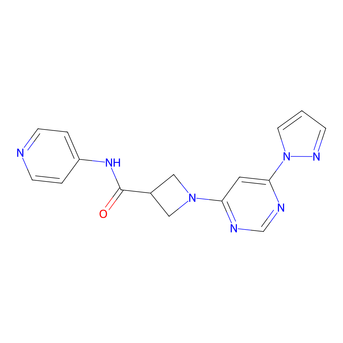 1-[6-(1H-pyrazol-1-yl)pyrimidin-4-yl]-N-(pyridin-4-yl)azetidine-3-carboxamide molecular structure, CAS 2034581-04-7