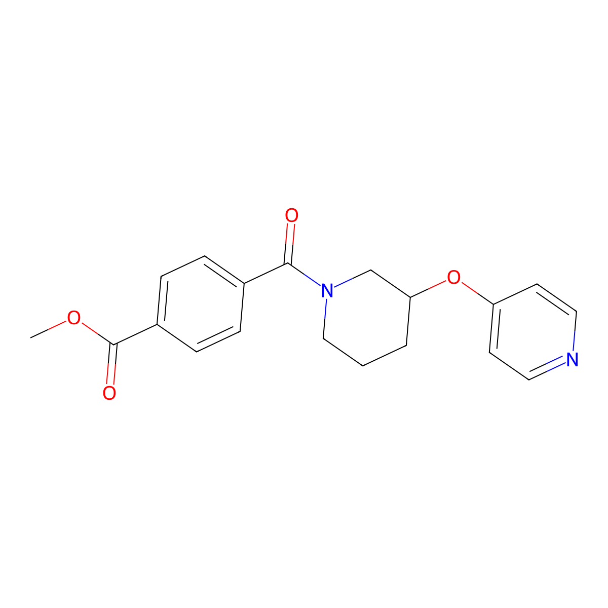 Methyl 4-(3-(pyridin-4-yloxy)piperidine-1-carbonyl)benzoate molecular structure, CAS 2034581-08-1
