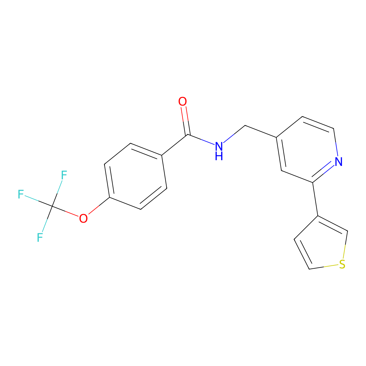 N-((2-(thiophen-3-yl)pyridin-4-yl)methyl)-4-(trifluoromethoxy)benzamide molecular structure, CAS 2034581-16-1