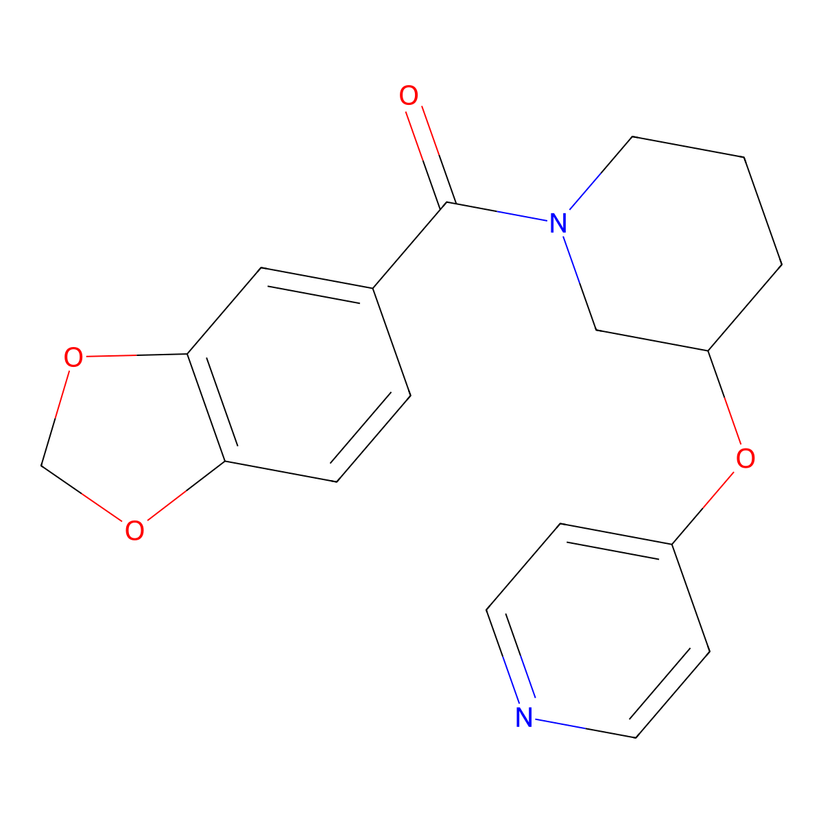 Benzo[d][1,3]dioxol-5-yl(3-(pyridin-4-yloxy)piperidin-1-yl)methanone molecular structure, CAS 2034581-28-5