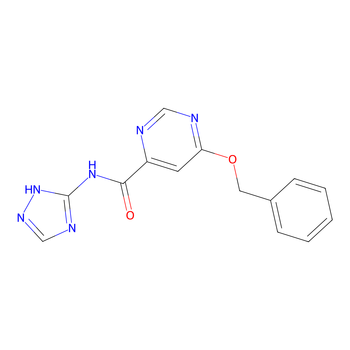 6-(benzyloxy)-N-(1H-1,2,4-triazol-5-yl)pyrimidine-4-carboxamide molecular structure, CAS 2034581-29-6