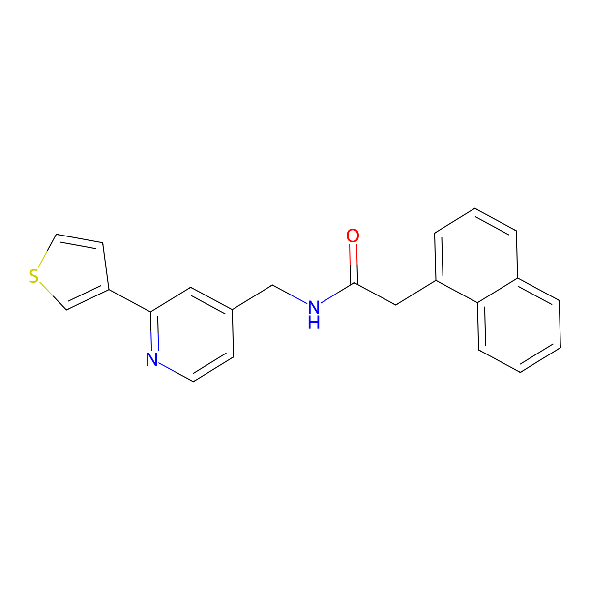 2-(naphthalen-1-yl)-N-((2-(thiophen-3-yl)pyridin-4-yl)methyl)acetamide molecular structure, CAS 2034581-30-9