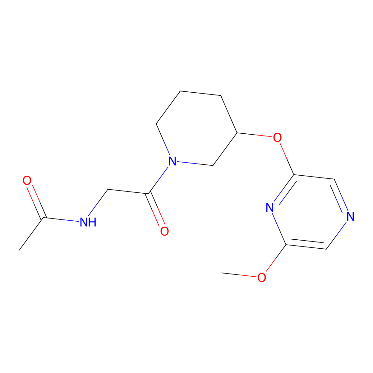 N-(2-{3-[(6-methoxypyrazin-2-yl)oxy]piperidin-1-yl}-2-oxoethyl)acetamide molecular structure, CAS 2034581-32-1