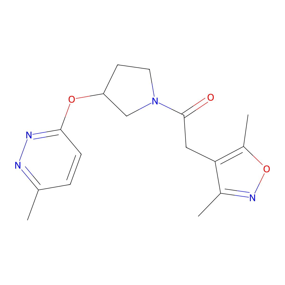 2-(3,5-Dimethylisoxazol-4-yl)-1-(3-((6-methylpyridazin-3-yl)oxy)pyrrolidin-1-yl)ethanone molecular structure, CAS 2034581-40-1