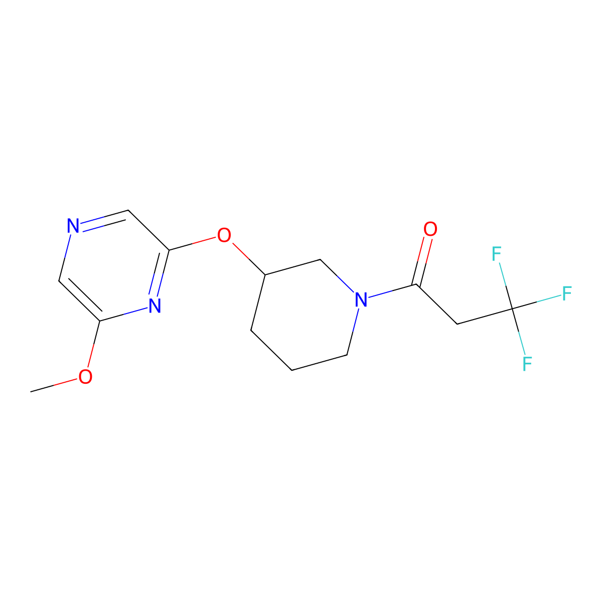 3,3,3-Trifluoro-1-(3-((6-methoxypyrazin-2-yl)oxy)piperidin-1-yl)propan-1-one molecular structure, CAS 2034581-44-5
