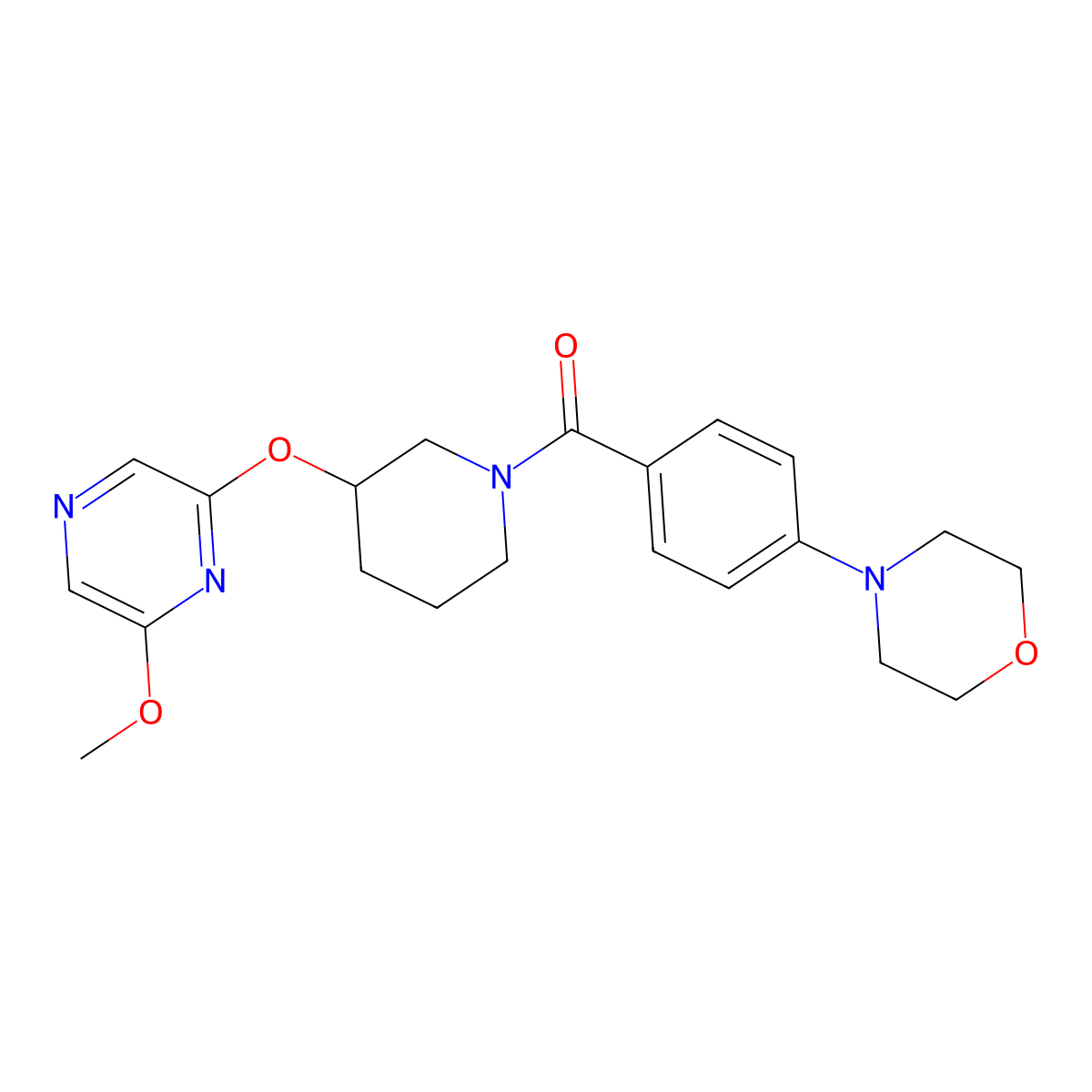 (3-((6-Methoxypyrazin-2-yl)oxy)piperidin-1-yl)(4-morpholinophenyl)methanone molecular structure, CAS 2034581-49-0