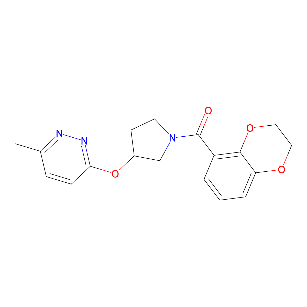 (2,3-Dihydrobenzo[b][1,4]dioxin-5-yl)(3-((6-methylpyridazin-3-yl)oxy)pyrrolidin-1-yl)methanone molecular structure, CAS 2034581-62-7